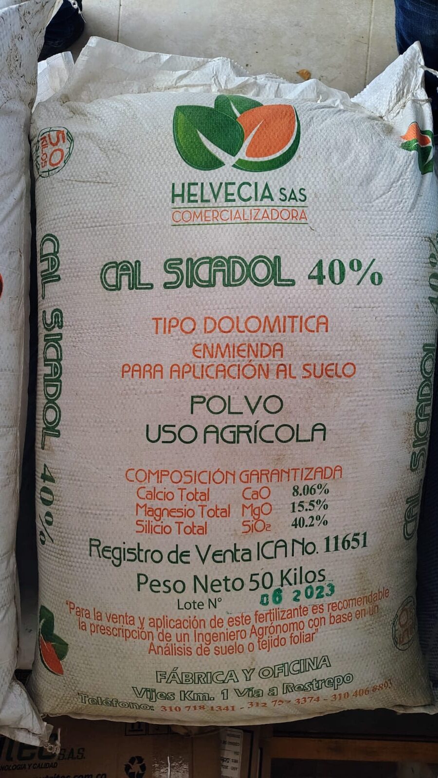 Cal Dolomita sicadol (Silicio + calcio+ magnesio)